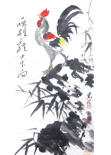 一唱雄鸡天下白  尺寸：68×136cm.JPG