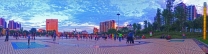 晚霞印红了夹江广场！